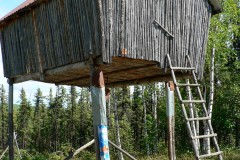 2010 Oliver's pole cache with metal roofing.-photo by Dyre or Rein