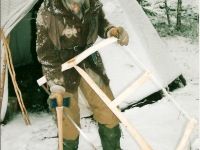 skann0017 Oliver with bowsaw and axe and teepee ~ Norway